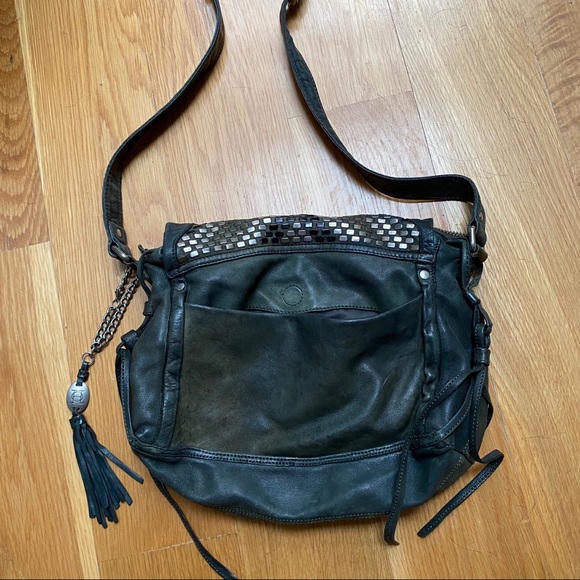 Olivia Harris leather bag w/ metal stud detailing and side tassel chain - Picture 9 of 11